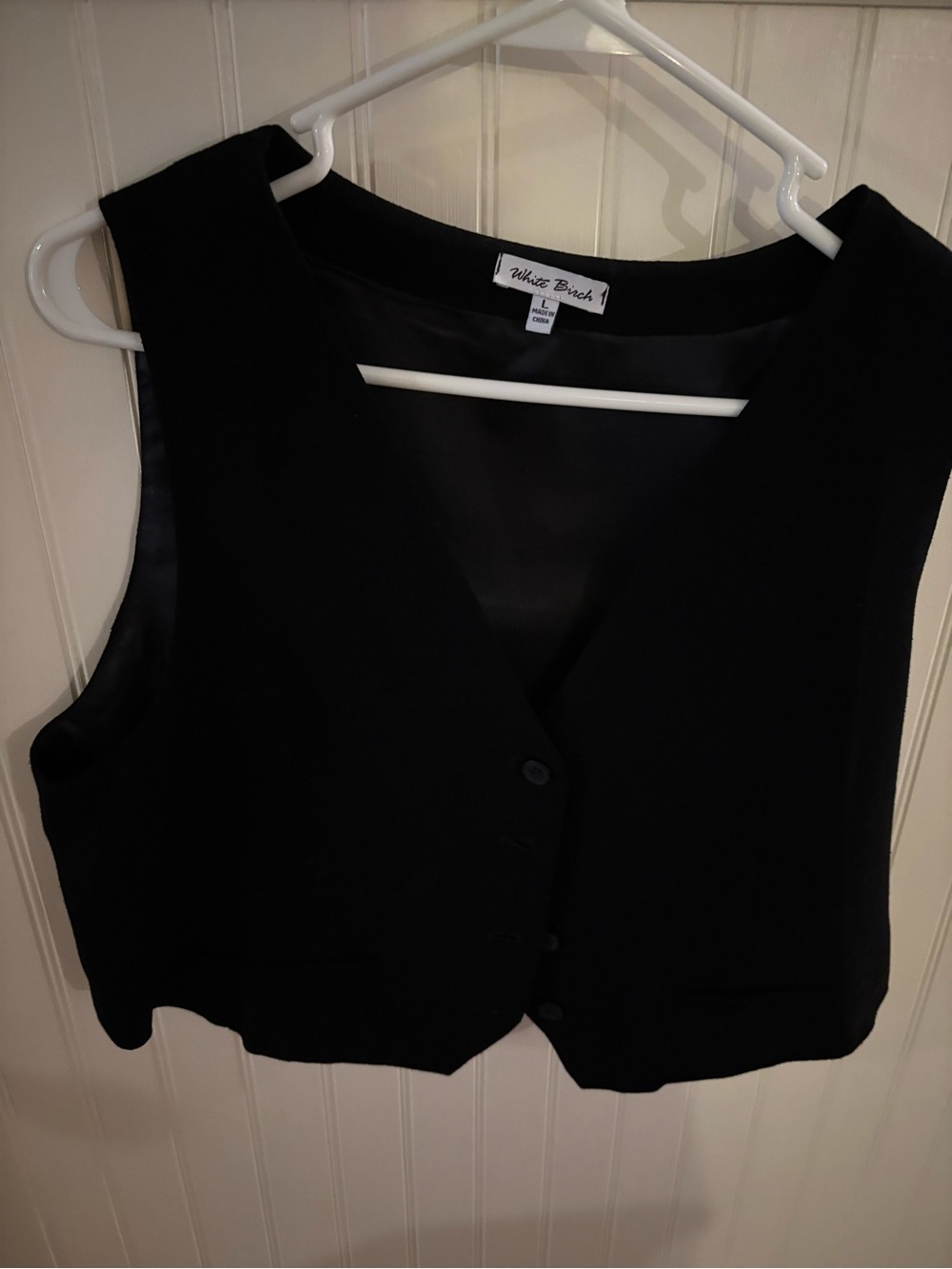white birch Black Sleeveless Button-Front Vest